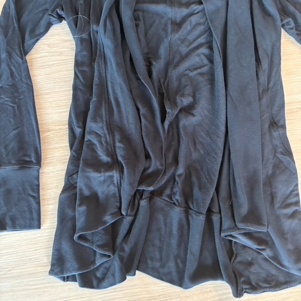** Athleta Pranayama Wrap Black Open Front Cardigan Sweater #777944 Small - Picture 2 of 6